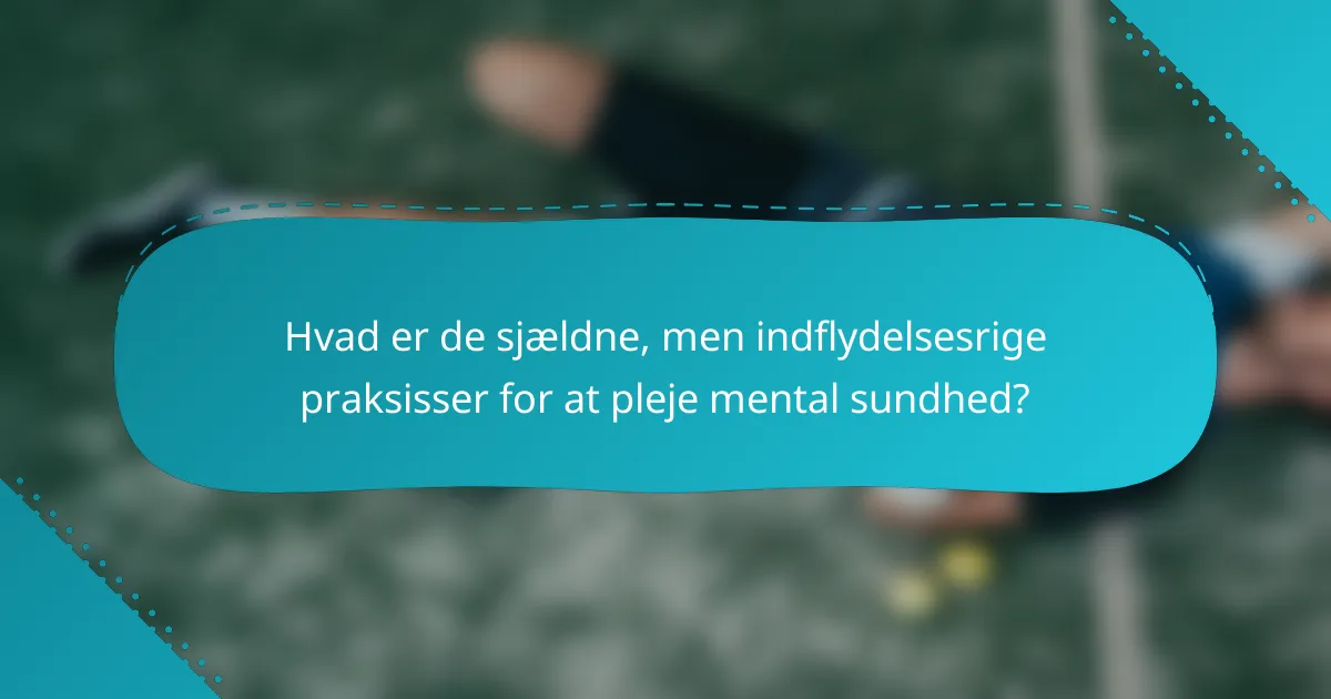 Hvad er de sjældne, men indflydelsesrige praksisser for at pleje mental sundhed?