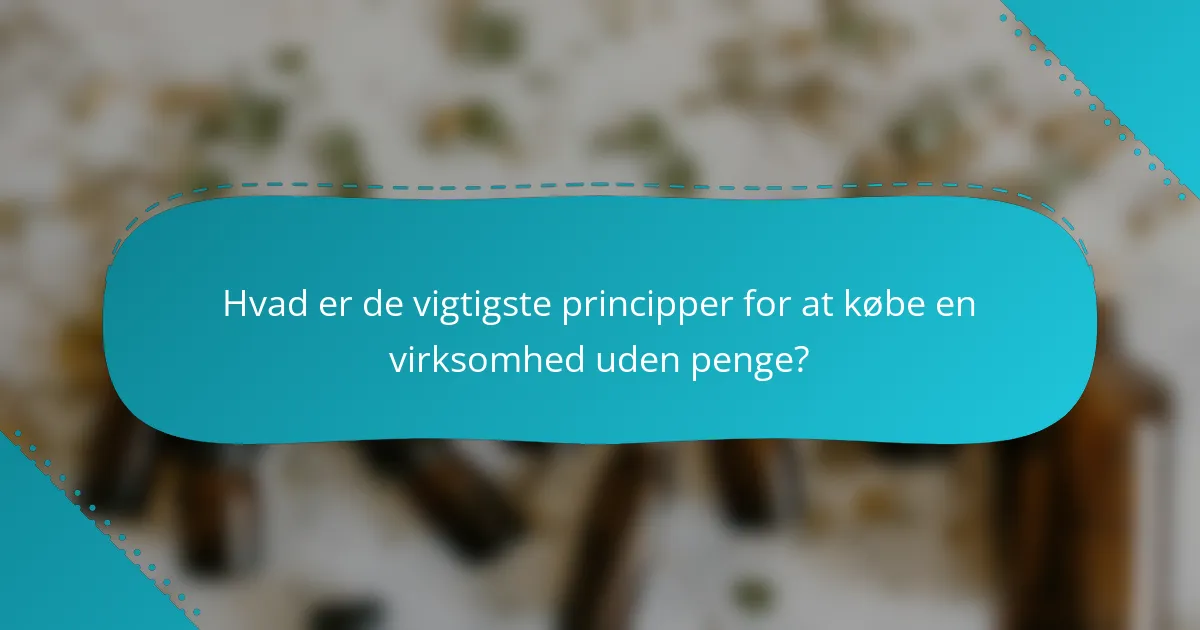 Hvad er de vigtigste principper for at købe en virksomhed uden penge?
